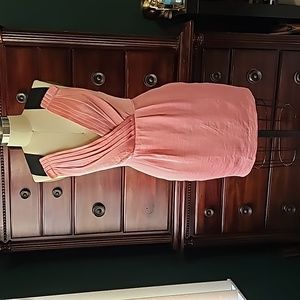 BCBGENERATION  PLEATED V NECK COCKTAIL DRESS